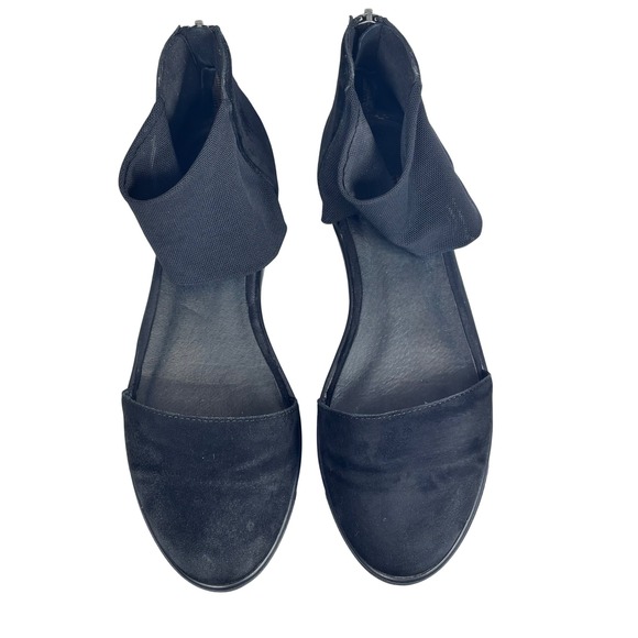 Eileen Fisher Black Suede Sandals Ankle Zip Capsule Wardobe Lagenlook Sz 6